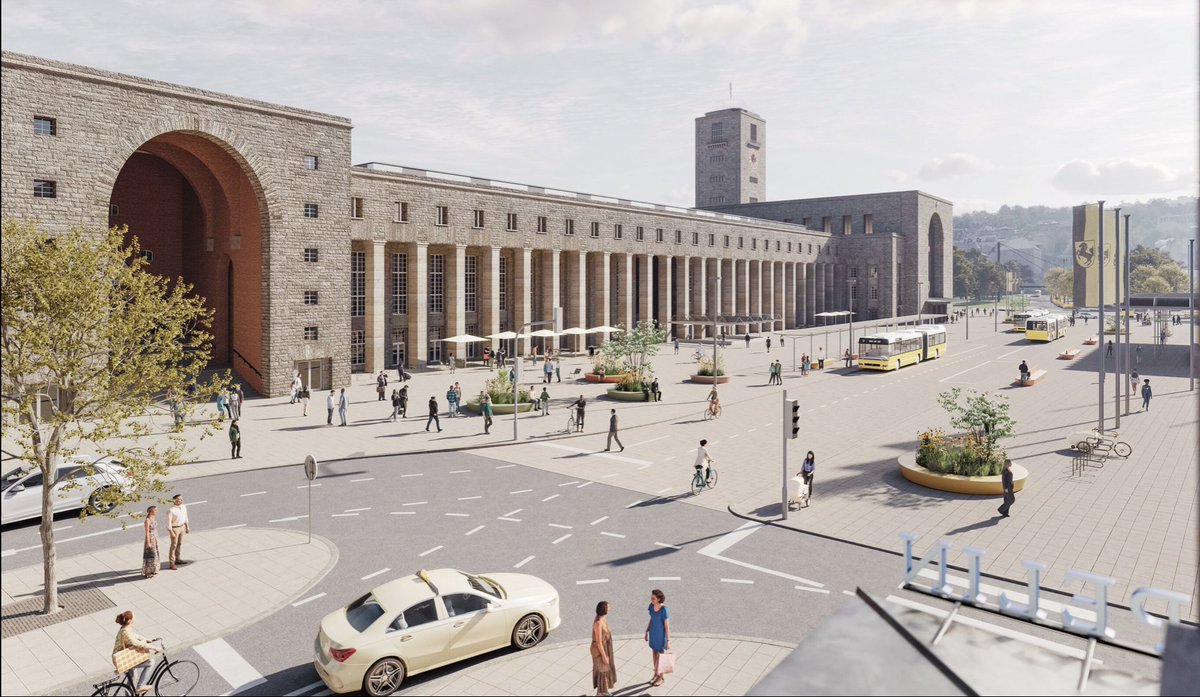 Perowinger94's tweet image. Im Zuge der Eröffnung von Stuttgart 21 möchte die Stadt jetzt auch den völlig autoverstopften Bahnhofsvorplatz in eine autofreie Zone umgestalten und präsentiert erste Ideen, wie der Platz aussehen könnte. 

An sich sind weniger Autos immer eine gute Idee und dennoch verstehe ich