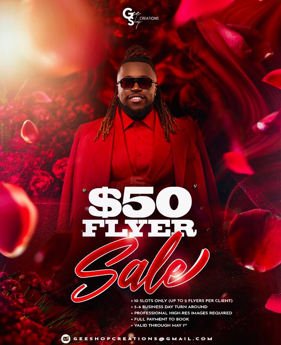Anybody wanna buy a heart? ❤️ No? Cool… I’ll design you a flyer instead. 😌😎

✨ $50 V-Day Flyer Sale — Only 10 Slots Available!
⚡ Need it faster? 2-Day Turnaround: $100
📌 See flyer for full details

DM “FLYER” or email geeshopcreations@gmail.com to secure your spot.