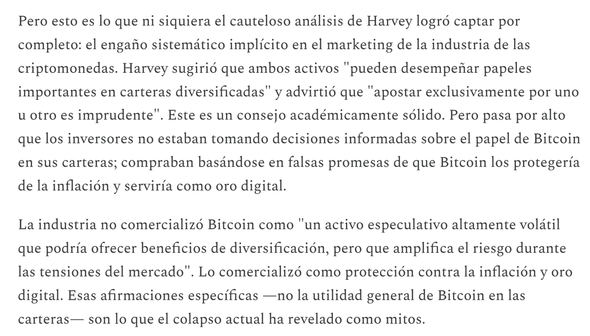 Si Bitcoin no es el nuevo oro digital, ni tampoco una protección contra la inflación. 

¿Qué es?

"Un activo de especulación con beta alta y un medidor de la liquidez global del mercado". 

Es la tesis que sostiene Larry Swedroe en un artículo sobre los mitos de este activo.