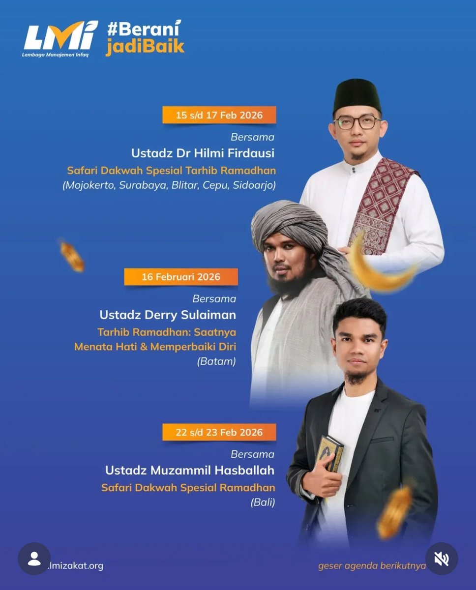 Hilmi28's tweet photo. Insya Allah mulai besok pagi sampai tgl 17 Feb malam saya akan safari dakwah di Mojokerto, Surabaya, Blitar &amp; Cepu. Mohon doakan kesehatan alfaqir manteman 🙏 https://t.co/H8XhjdztbJ