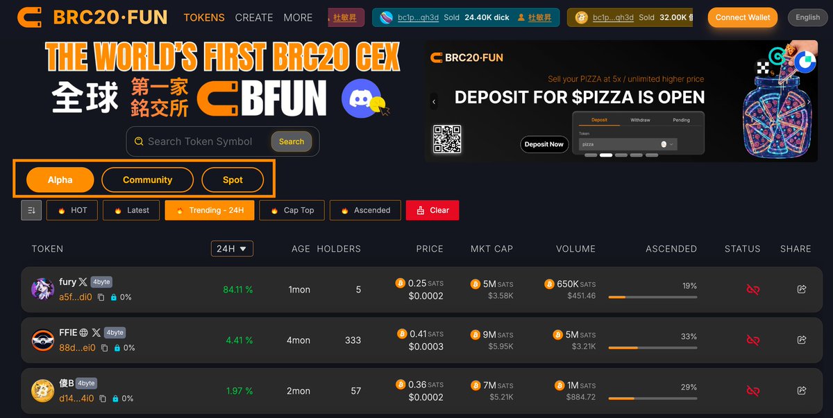 🆕 new feature live on #BFUN

alpha · community · spot — now separated.

🔶 Alpha — discover early-stage gems
🔶 Community — tokens powered by believers
🔶 Spot — real trading, real liquidity

find faster. trade smarter.
where the next #BRC20 100x begins