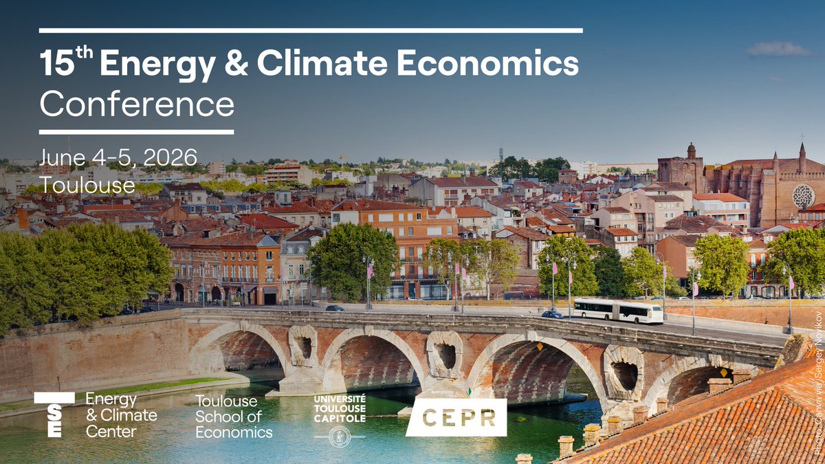 15th Energy and Climate Economics Conference – Call for Papers

The TSE Energy and Climate Center at the Toulouse School of Economics invites submissions for its annual conference on energy markets and climate policy. The program will feature theoretical, empirical, experimental,