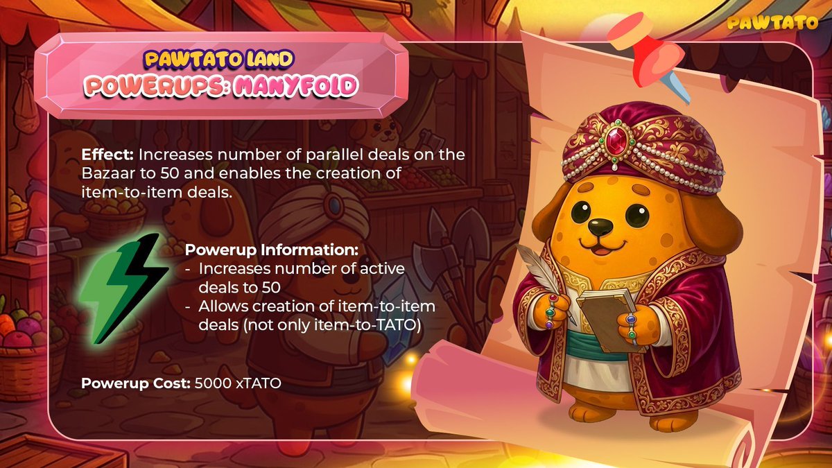 𝗡𝗲𝘄 𝗣𝗼𝘄𝗲𝗿-𝘂𝗽: 𝗠𝗮𝗻𝘆𝗳𝗼𝗹𝗱 ⚡

Ready to take your Bazaar game to the next level? 

True traders know value isn’t just in coins, it’s in tools, materials, favors, and timing.

Manyfold expands the rules of exchange: run more deals in parallel, and trade items for