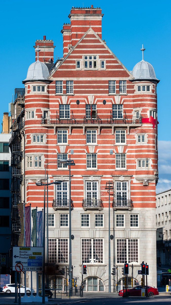 Albion House, Liverpool. Also known as "White Star Line Hotel" "White Star Building." and "Streaky Bacon Building" amongst others. Designed by New Scotland Yard's Richard Norman Shaw and built in 1898.