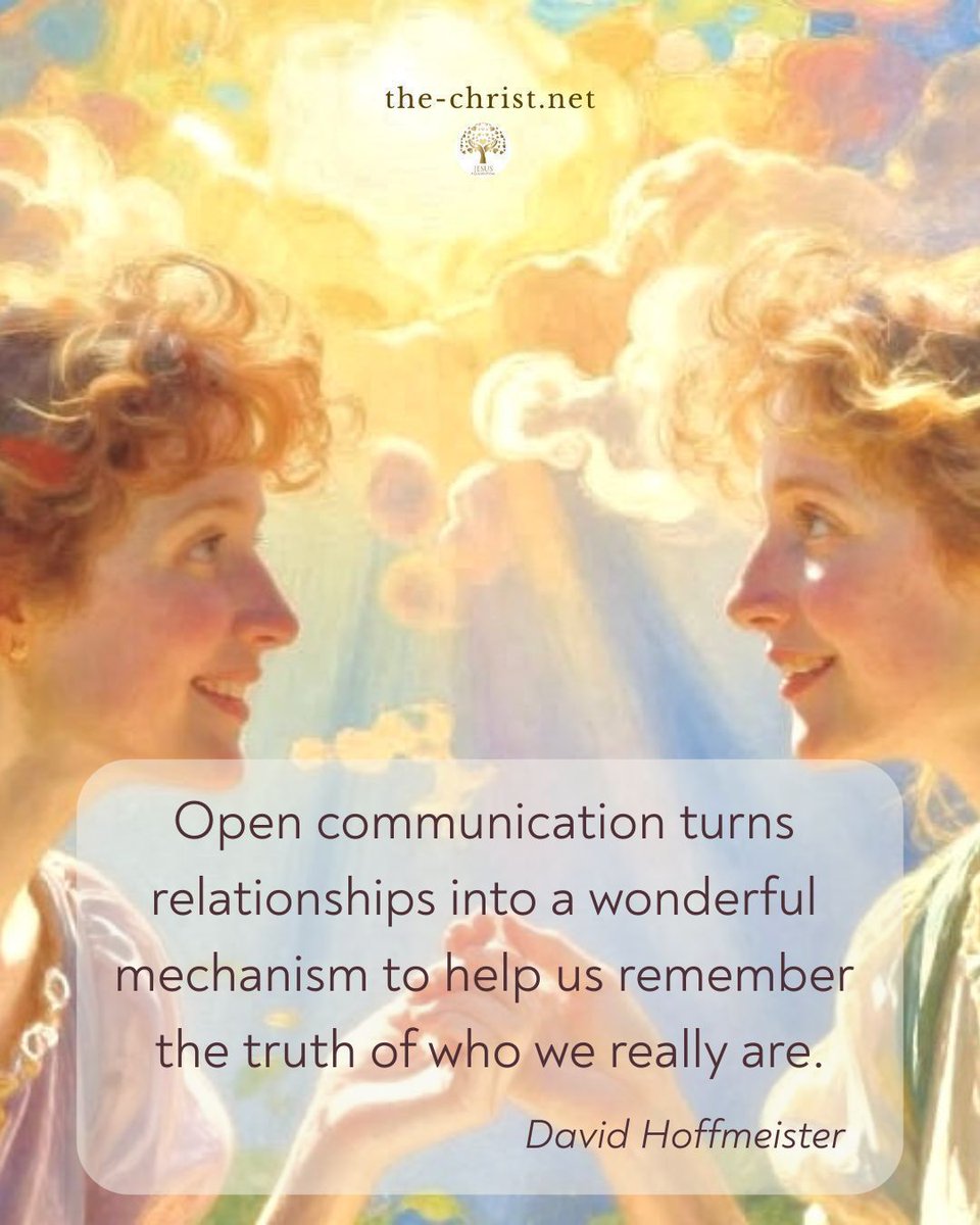 ✨ Holy Spirit Love Notes 🕊

"Open communication turns relationships into a wonderful mechanism to help us remember the truth of who we really are." —David Hoffmeister

📔 From: "This Moment Is Your Miracle"

💫  Find this in the Living Miracles Store: store.livingmiraclescenter.org/products/this-…
