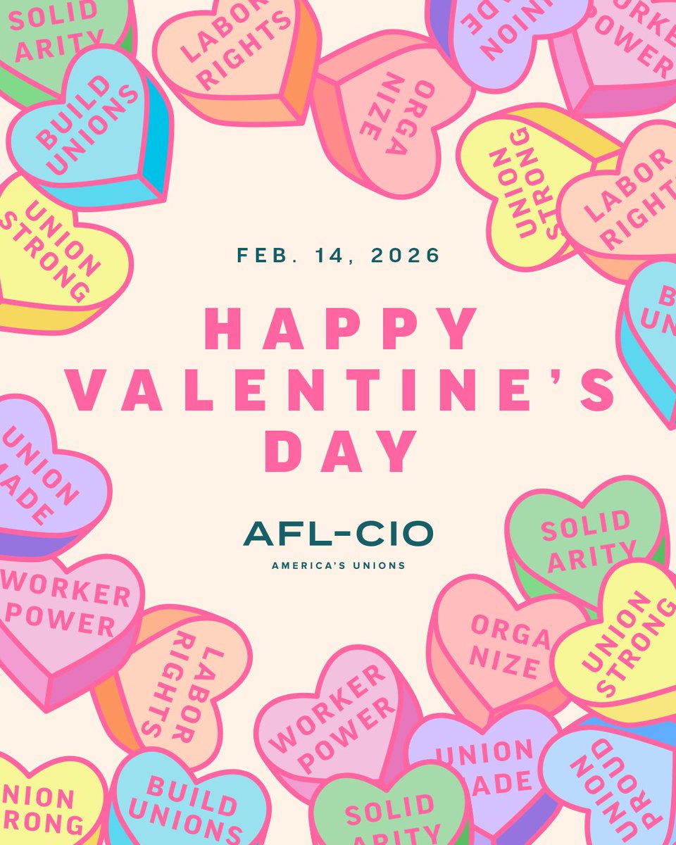 You can’t spell union without U and I! Happy Valentine’s Day from America’s unions ❤️