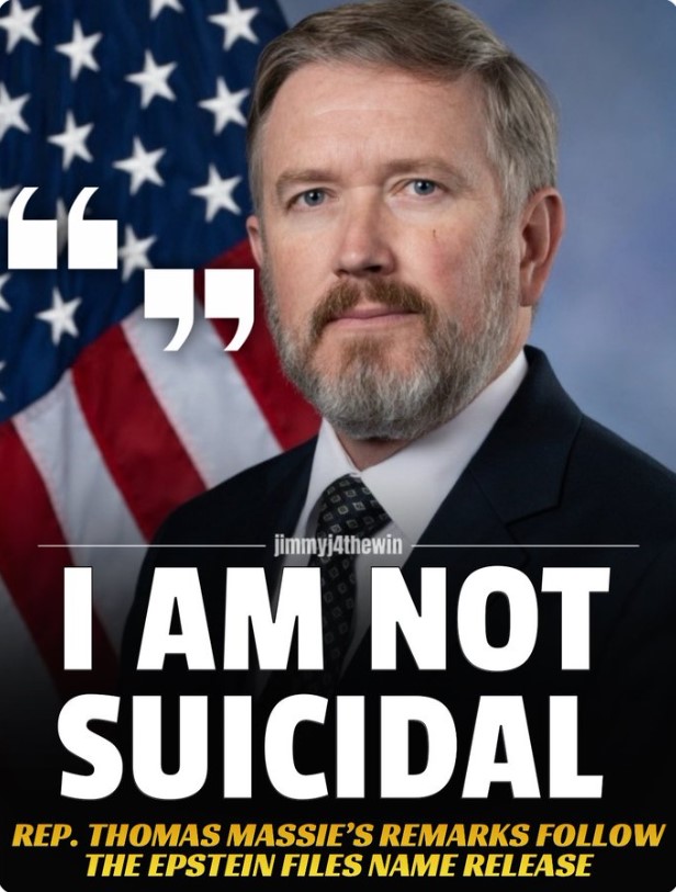 OlenaRohoza's tweet image. Republican Congressman Thomas Massie has said he is ready to go all the way in investigating the Epstein case. He is prepared to put his life and political career on the line to prove to the world that Jeffrey Epstein’s child-trafficking operation was not a hoax.
“My political…