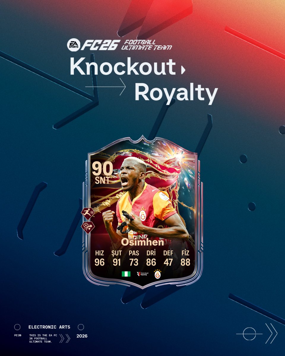 Victor Osimhen, #FC26 Ultimate Team Knockout Royalty’de! 👑 Hazır mısın? 🔥

<a href="/EASPORTSFC/">EA SPORTS FC</a>