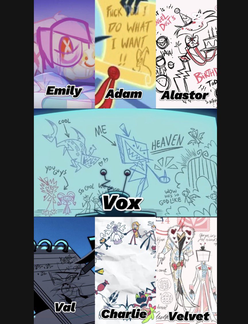 I love the cute detail of every hazbin hotel character having their own art style