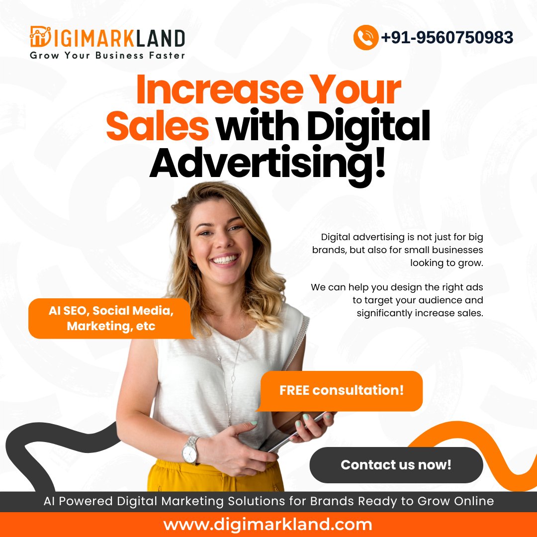 DigiMarkLand's tweet photo. Want more customers and higher sales? 🔥 Start smart digital advertising with DigiMarkLand and see the difference. Book your FREE consultation today – Call or DM us now!

#AISEO #SEO #DigitalMarketing #MarketingWithAI #IncreaseSales #LeadGeneration #BusinessGrowth #DigiMarkLand https://t.co/HKRS1Fro2J
