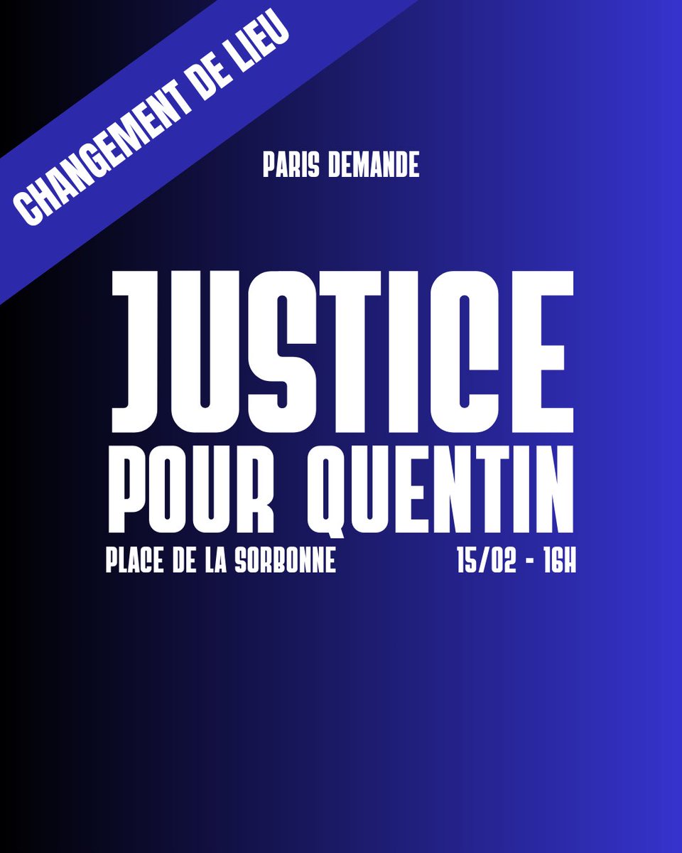 🚨 CHANGEMENT DE LIEU. 

Rendez-vous dimanche à 16h, Place de la Sorbonne !