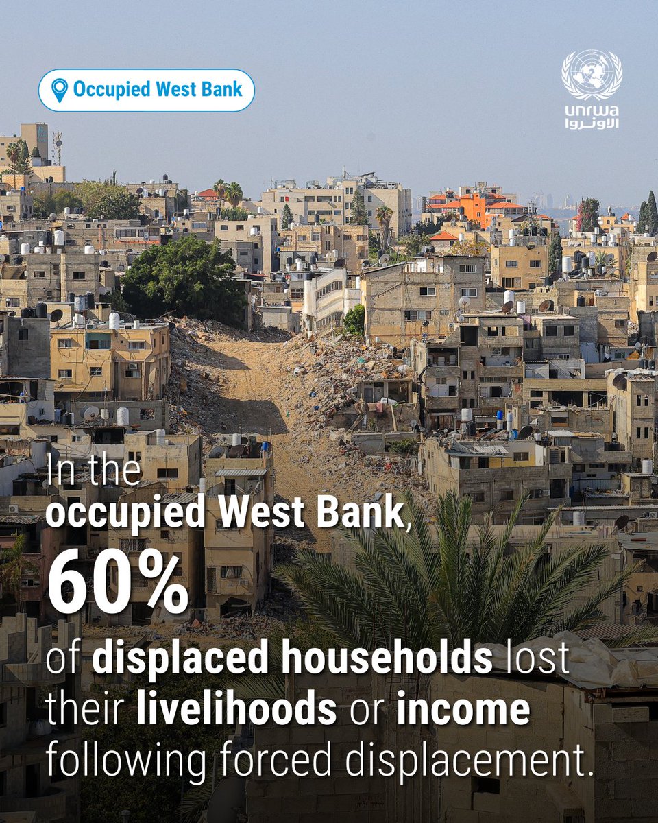 Palestine Refugees in the Occupied Palestinian Territory are facing a grave, protracted humanitarian crisis.

One year after the beginning of the Israeli forces' operation 'Iron Wall' in the northern #WestBank, more than 33,000 people still remain displaced from their homes as of