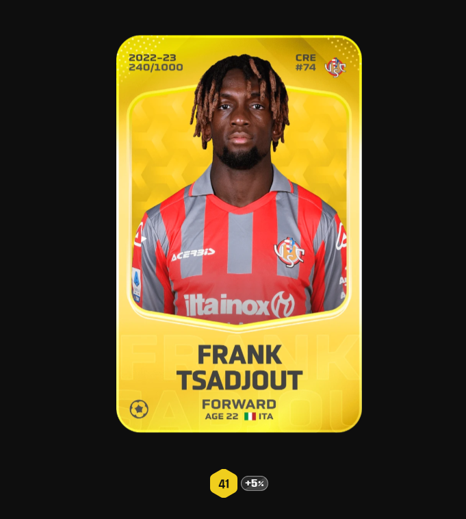 New #Sorare giveaway⚽️
Win a Limited Frank Tsadjout card from <a href="/Sorare/">Sorare</a>
To participate:
❤️Like 
🔁Retweet 
💬Comment
👥Follow <a href="/KaisersolX/">MatKaiser ✳️</a> 
Winner will be drawn on 16/02  
#Giveaway #SorareGiveaway