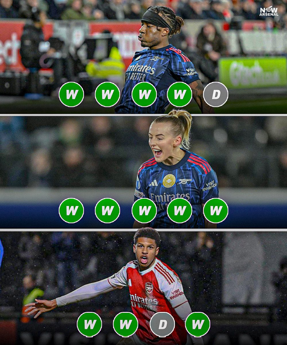 Arsenal are on an unbeaten run at all levels throughout the whole club in February.

Next games:
🏠 Arsenal v Wigan Athletic
✈️ Brighton Women v Arsenal Women
✈️ Reading U21s v Arsenal U21s