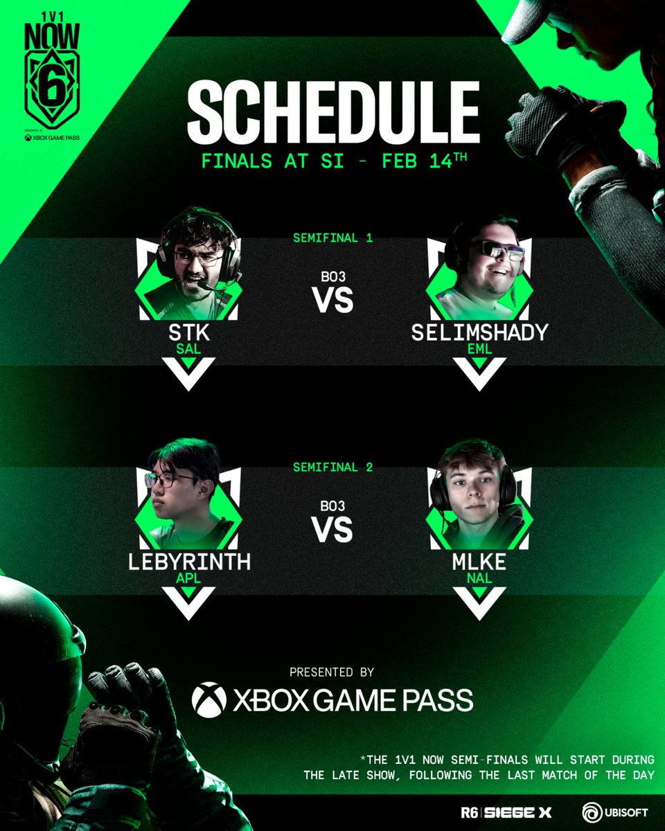 R6esports's tweet photo. The 1V1 NOW begins tonight (during the SI Late Show at the pop-up store)⚔️

To get to know your semi-finalists, we asked them if they expected to make this far to Paris (for the first time for them): https://t.co/KtSKAgQADA