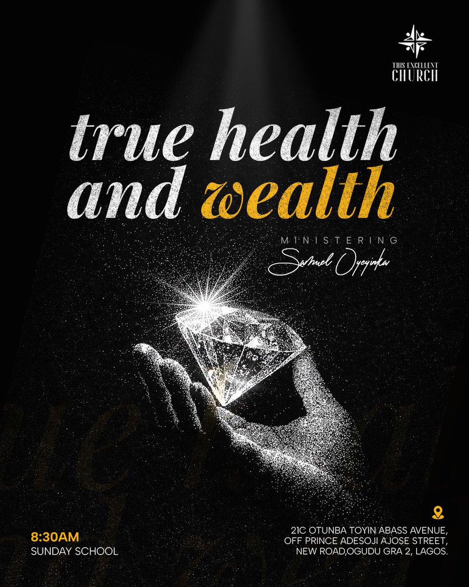 Join us this Sunday for another Lord's Day service as we continue the sermon series, "True Health and Wealth."

Sunday School begins at 8:30 am. See you there!