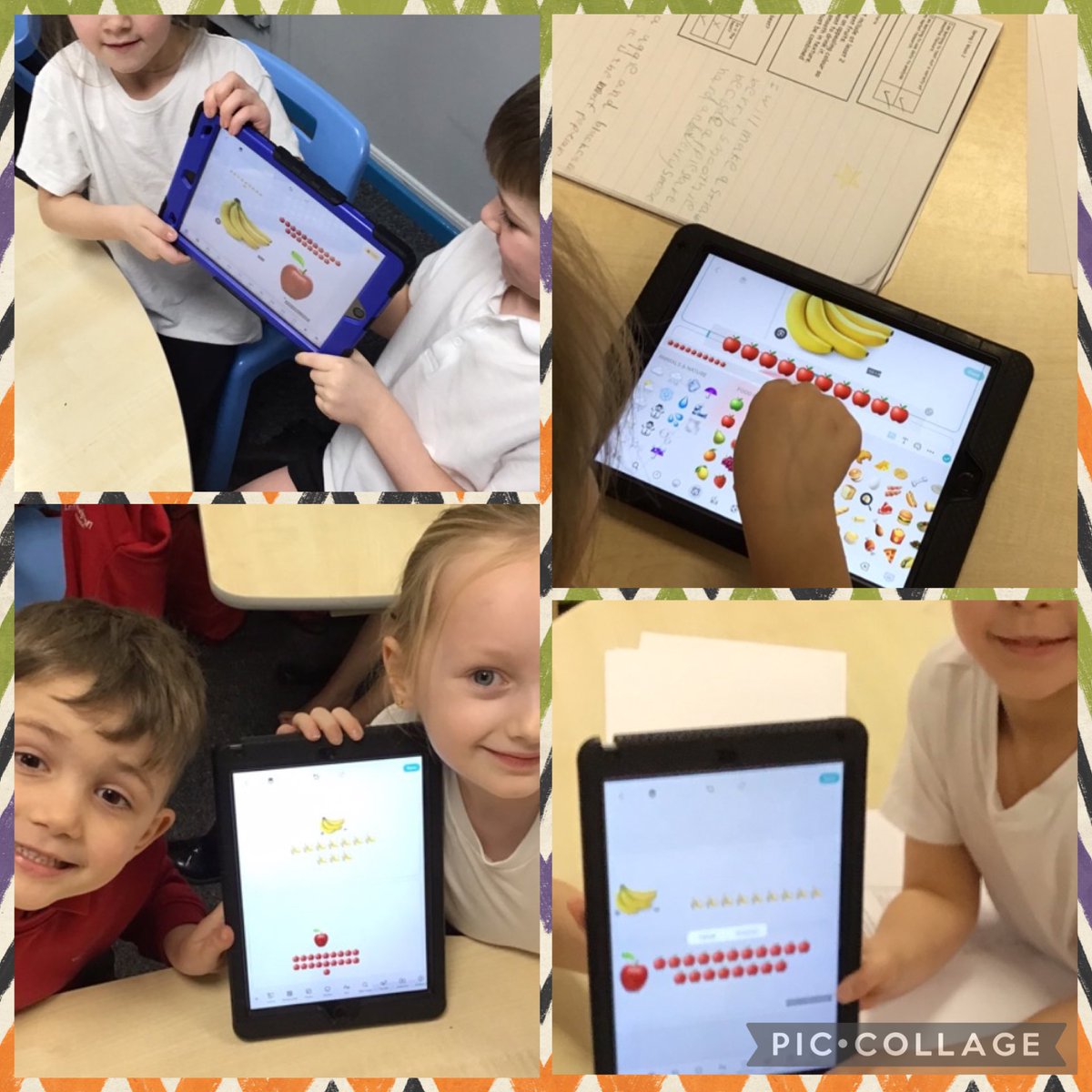 GlasshoughtonIA's tweet photo. Year 1 have been busy using iPads and PicCollage to create their own pictograms! 📊📱
They collected data, organised their information and presented it clearly using digital tools — fantastic teamwork and computing skills on show! 🌟
#Computing #MathsInAction #DigitalLearning https://t.co/0rETqXX7kG