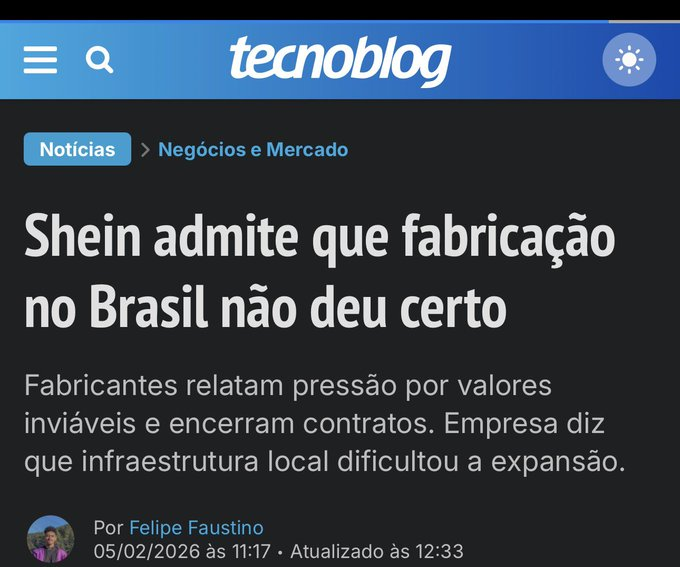 Parece que a promessa do Hadda da Shein entregar 100 mil empregos em 4 anos MORREU!

Faz o L, cambada!