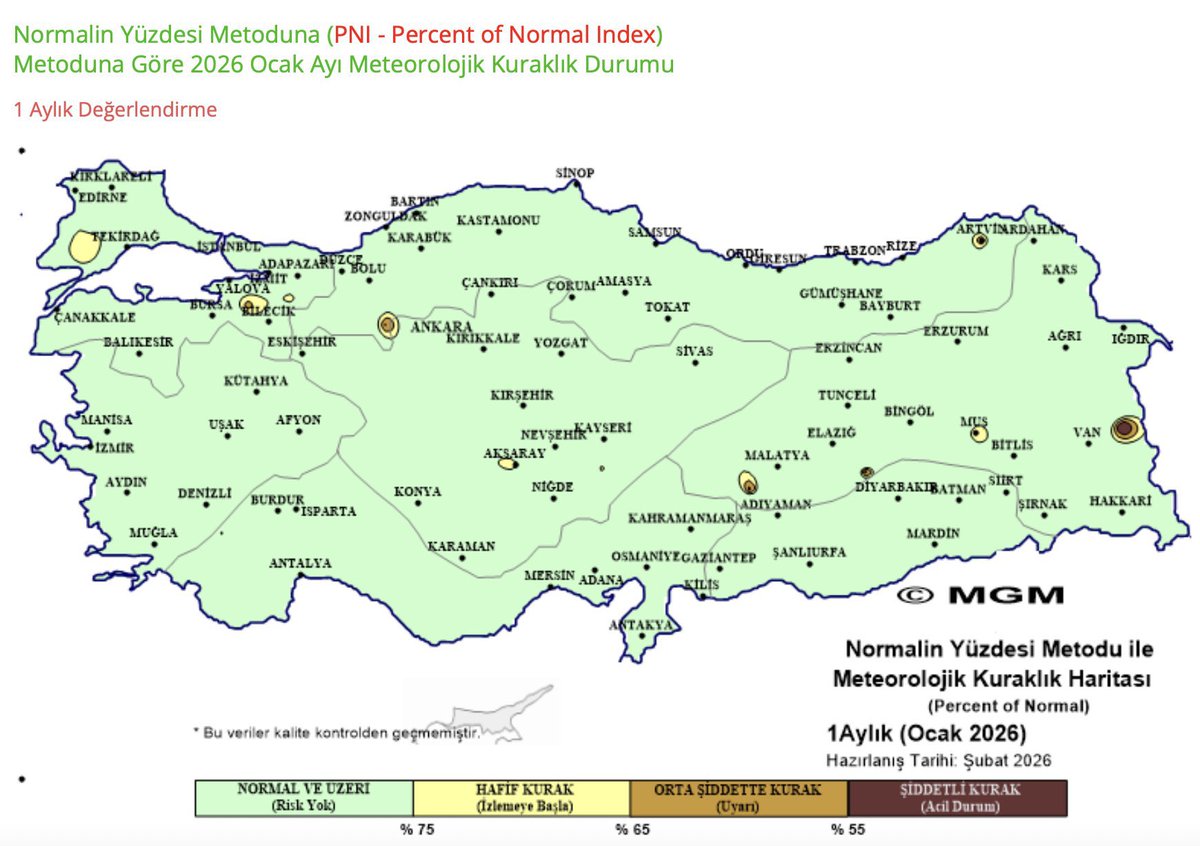 borsazade's tweet photo. Tüm Türkiye YEŞİL
Bunun anlamı ocak ayında yağan yağışlar okadar güzel oldu ki kuraklık en azından şuan için tehlikeli boyutlar da değil demek
Güzel sevindirici haber umarım güzel ülkemiz hiç bir zaman çöl olmaz
Unutmamak lazım şuan çöl olan yerler bir zamanlar yemyeşil ovalarla kaplıydı. 
Şunu da söyleyim yeşili heryerde severiz😀