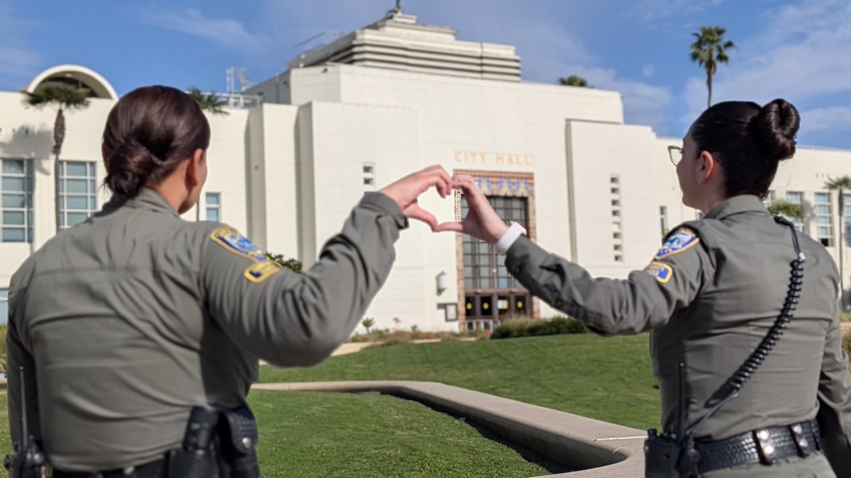 SantaMonicaPD's tweet photo. Every uniform, every patch, every role at the Santa Monica Police Department shares one commitment: serving this city with professionalism, integrity, and heart.

We’re proud to stand together for Santa Monica — and protect what we love.

Happy Valentine’s Day.

#SMPD #SantaMonica #ValentinesDay #ServingWithCare