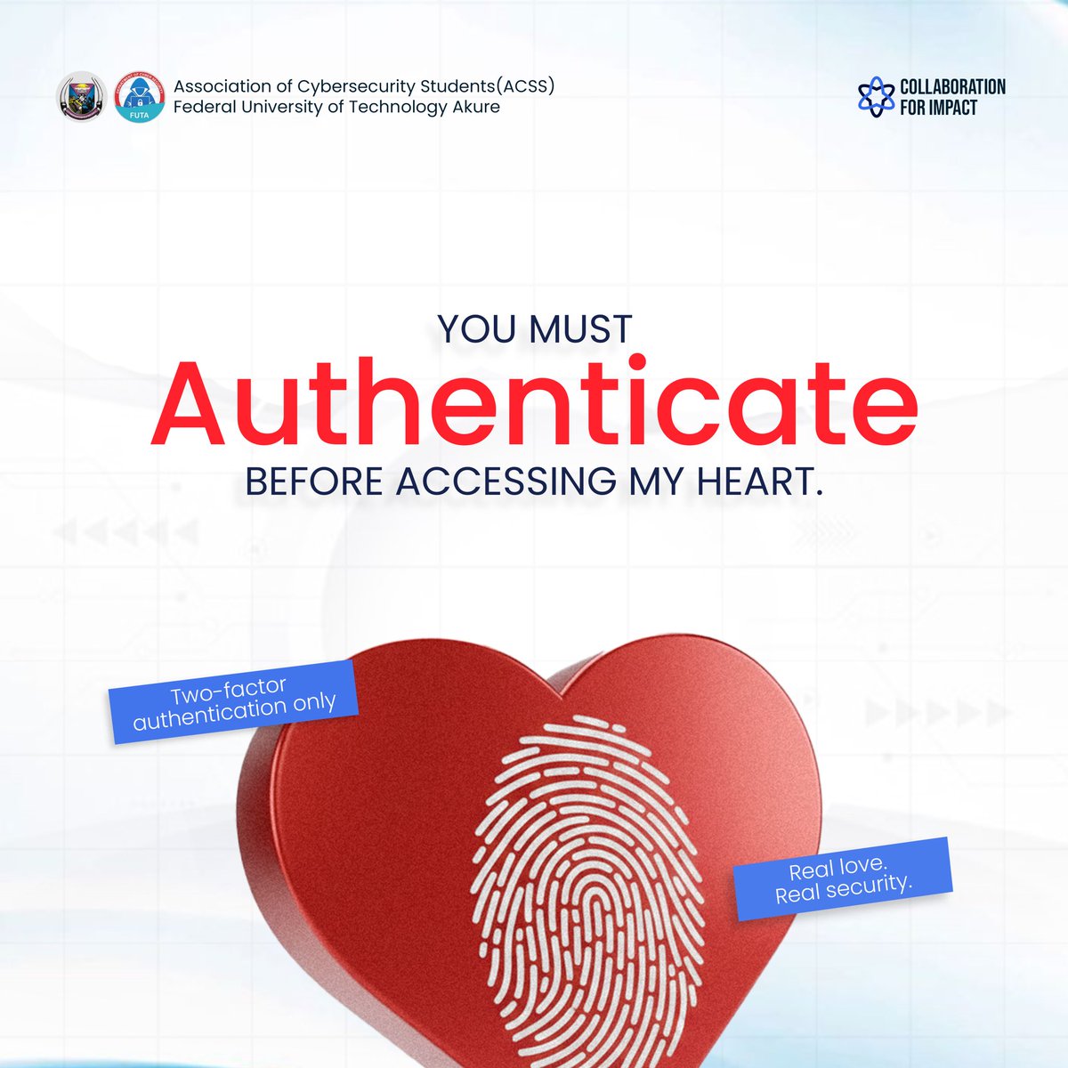 acss_futa's tweet photo. If Cybersecurity was your Valentine…
It wouldn’t play with your heart 😉

This season, don’t just protect your feelings.
Protect your passwords. Protect your data. Protect your identity. 🔐

Stay cyber-aware this Valentine 💙

#ACSSFUTA #SecureYourData #CyberSmart #Cybersecurity https://t.co/ONIdu9Iy91