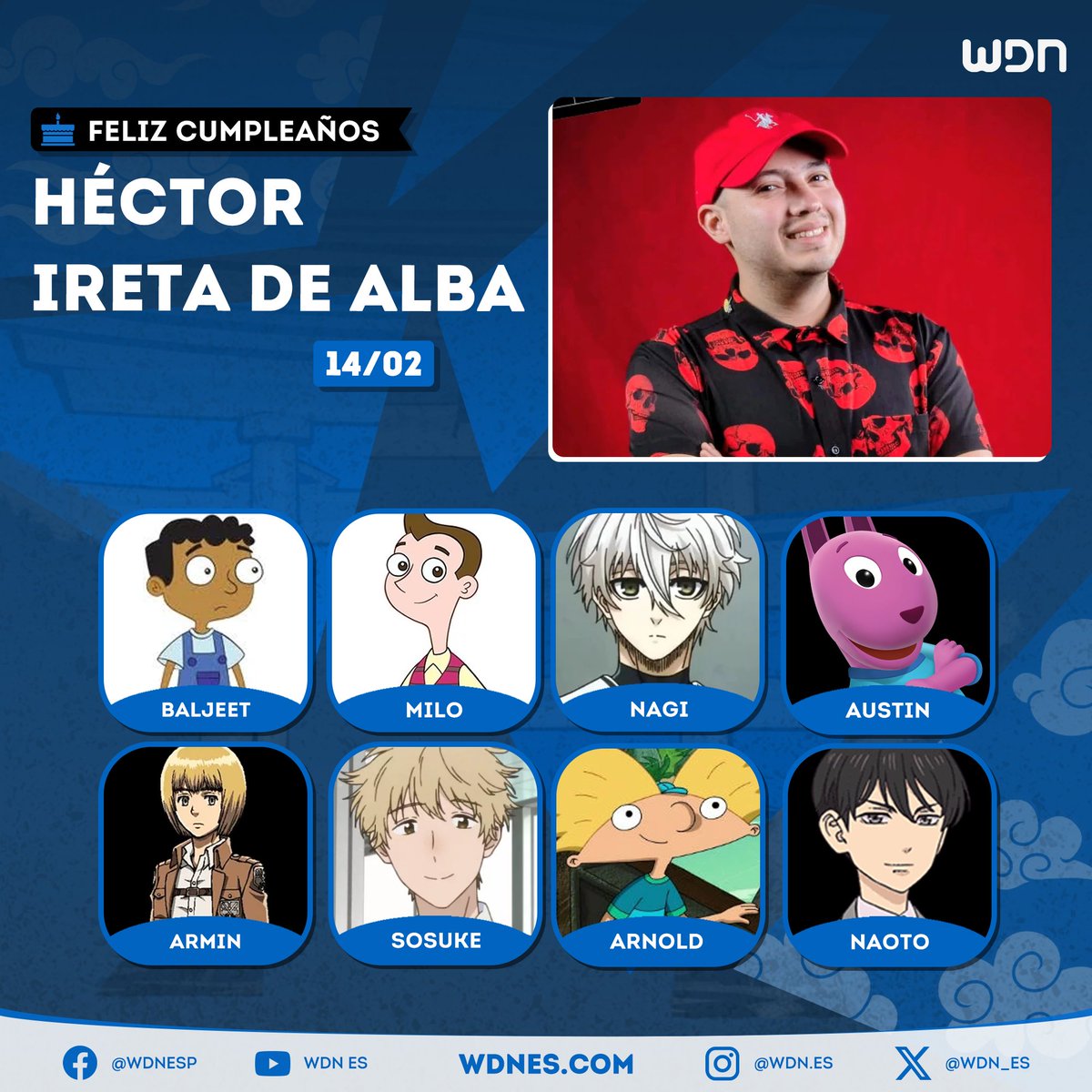 🎂 | Cumpleaños
Le deseamos un feliz cumpleaños al actor de doblaje <a href="/H_iretadealba/">Héctor Ireta De Alba</a>, ¡esperamos que la pase increíble en compañía de sus familiares y seres queridos!