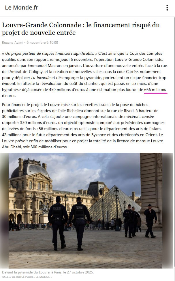 Pimpomme1's tweet photo. @alainpaulweber Je dirai plutôt que c’est volontaire ! Comment cacher les rituels et justifier de travaux de « #666 » millions afin de sécuriser l’accès aux sous-sols lors des #rituels #sataniques pour ne pas être dérangé !! Jack #Lang s´occupe de la fondation parisienne de #Epstein : normal ? https://t.co/A9OgVd4g08
