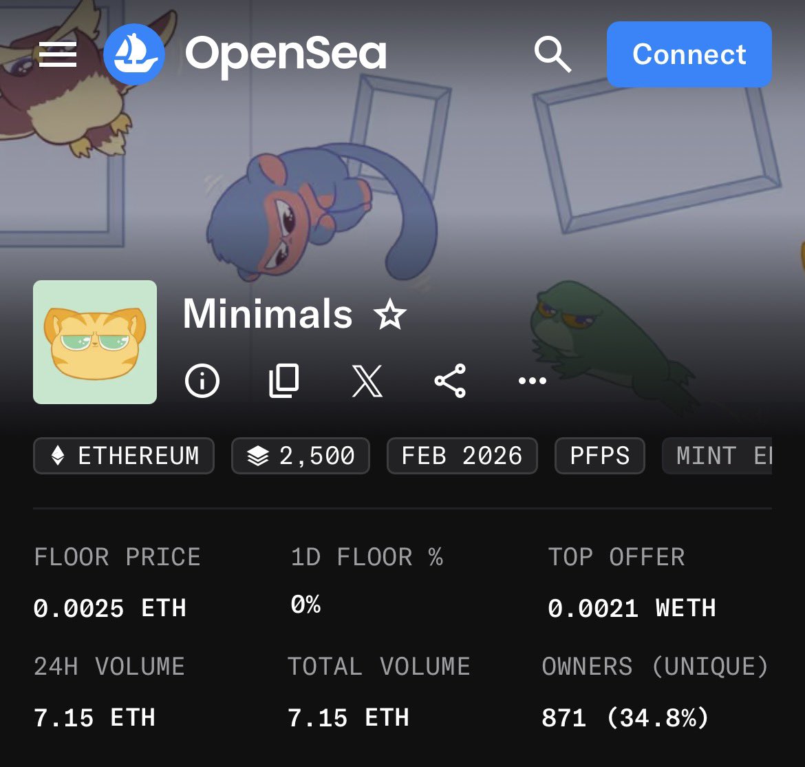 Mint recap last night

<a href="/0xminimals/">Minimals</a> mint sold out and volume looks healthy. Floor might not be crazy high, but volume tells the real story.

Solid mint overall. Eyes on the upcoming drops this week happy minting, CT