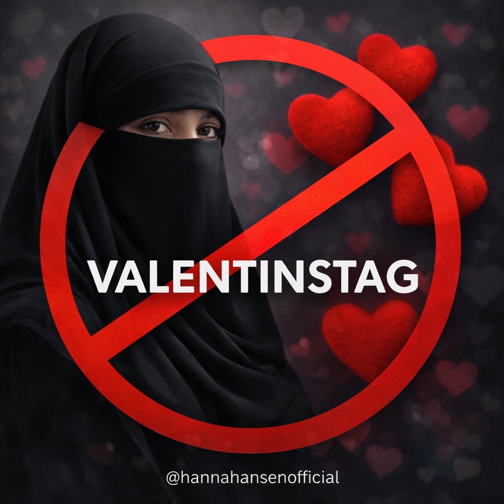 HannaHansen's tweet image. #Valentinstag ist kein islamischer Feiertag.
Unsere Liebe zeigen wir dort, wo Allah sie erlaubt: in #halal Ehe – mit Schamhaftigkeit &amp;amp; Aufrichtigkeit.
Wir brauchen keine fremden Bräuche, um #Würde zu haben.
„Euch eure Religion, mir meine Religion.“ (Sūrat al-Kāfirūn 109:6) #Burka