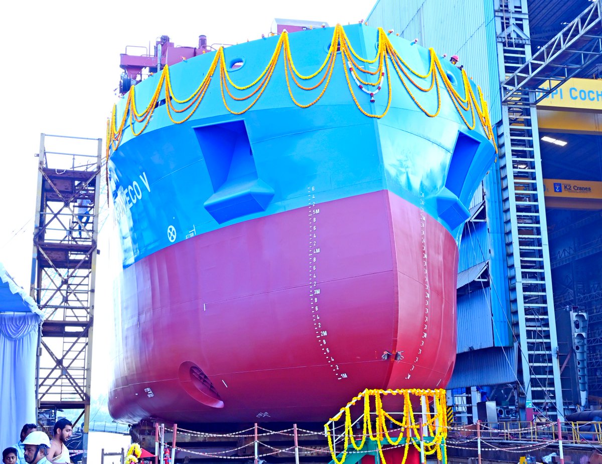 The 5th 3800 TDWGeneral Cargo Vessel being built by UCSL,a wholly owned subsidiary of <a href="/cslcochin/">Cochin Shipyard Limited</a>,for Wilson ASA, Norway, was launched by Mrs. Nadezhda Bogdashova, w/o of Mr. Sergey Bogdashov(NBS Manager, Wilson ASA), in the presence of Mr.Geir Ove Kvalheim(FM Dry Dock,Wilson ASA)