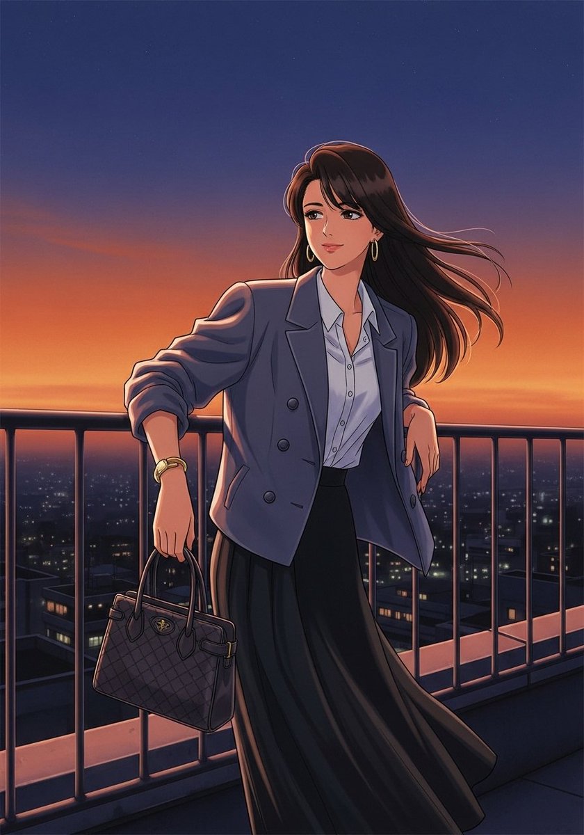 街がオレンジ色に溶けていく、ほんの数分間の奇跡。
忙しなく過ぎる日々の中で、ふと足を止めたくなる瞬間。

#AIイラスト #マジックアワー #夕焼け