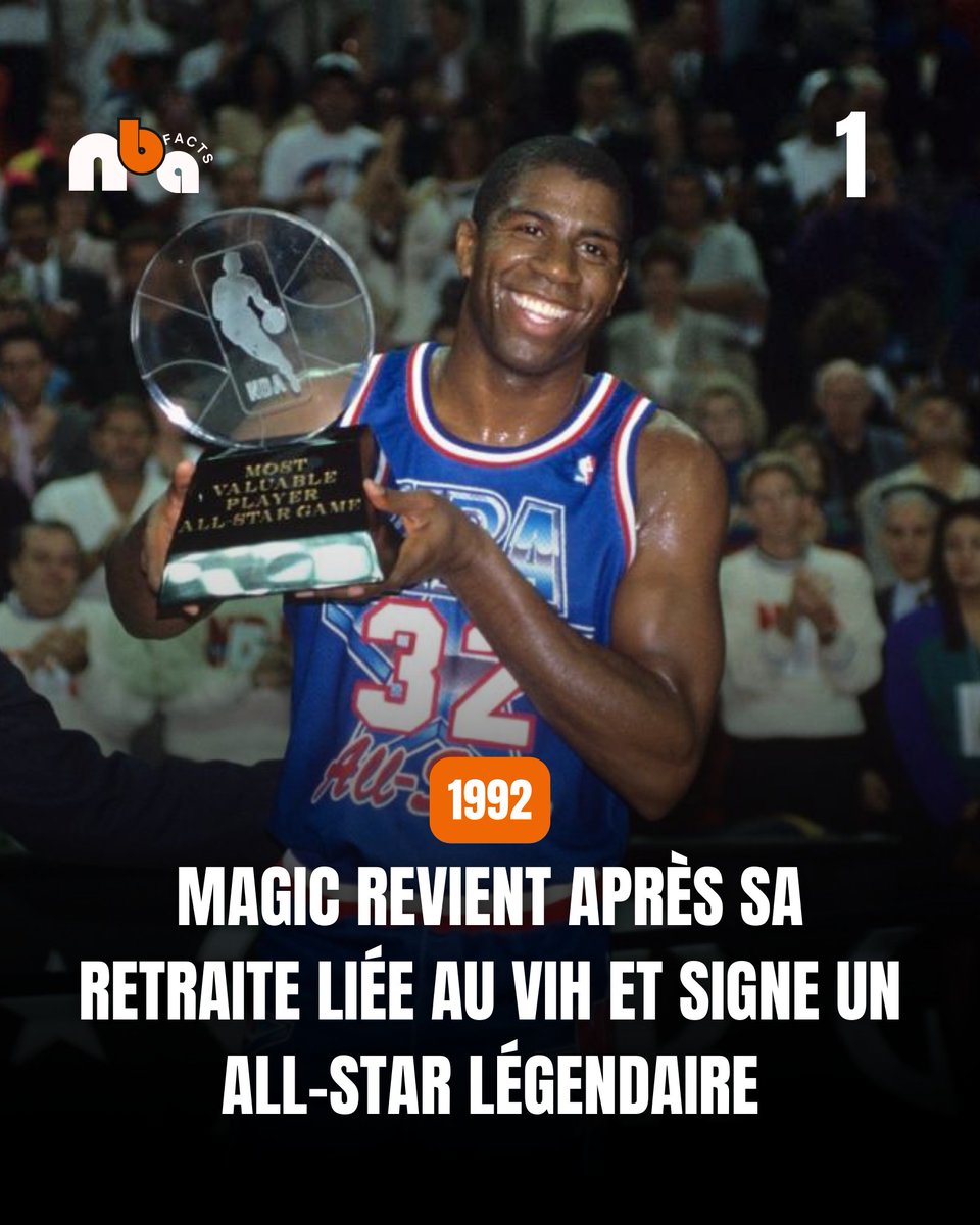 nbafactsfr's tweet photo. Après l’annonce de sa séropositivité, Magic Johnson revient sous une ovation immense et signe un MVP chargé d’émotion. https://t.co/VelbNpVBOv