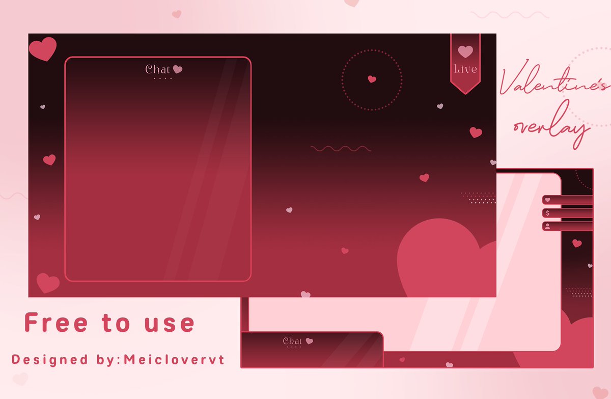 [ FREE TO USE / F2U ]
❤ Valentine's Overlay Set ♥
Available on my kofi

♥︎ + ↻ super appreciated! 

  #Vtuber #VTuberAssets 
🔗below: