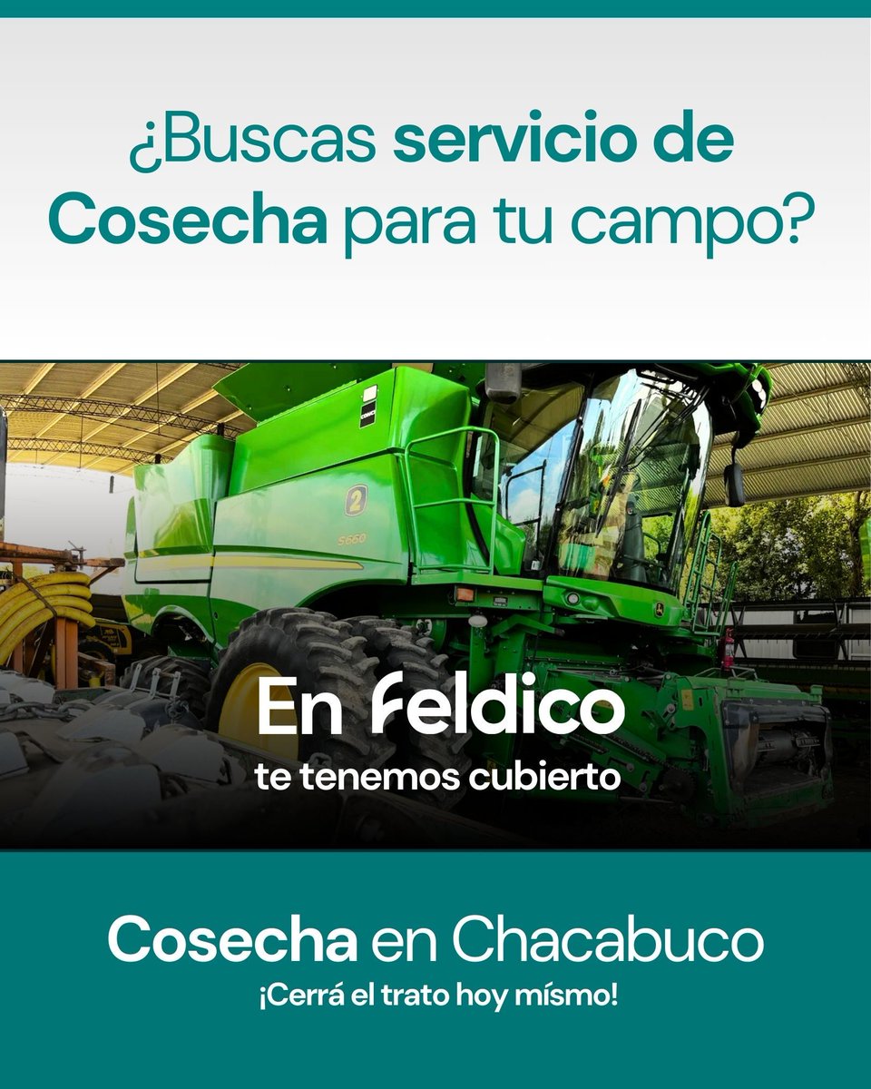 feldico's tweet image. 🌾 ¿Buscás Cosecha?
En Feldico te tenemos cubierto.

🚜 John Deere S660 (2020)
📍 Chacabuco, Buenos Aires

💪 Características destacadas:
• Piloto Automático
• Cabezal Draper
• Mapeo Rendimiento
• Ancho Cosecha: 10m

Cerrá el trato hoy 👇
🔗 feldico.com/cosecha/chacab…