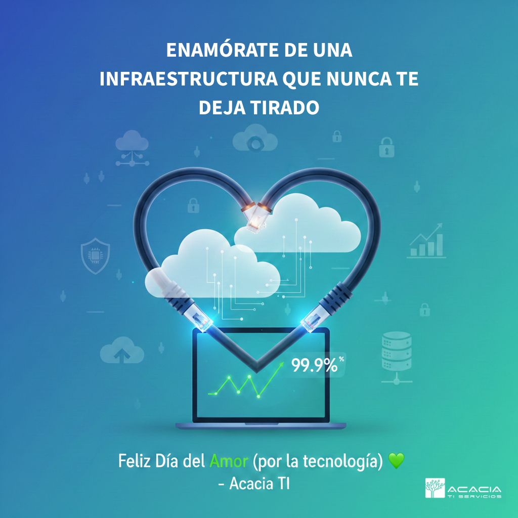 En IT también hay historias de amor… aunque a veces parezcan más un bug que una comedia romántica. 

En Acacia TI creemos en el “amor sano” por la #tecnología.

Este San Valentín, enamórate de una infraestructura bien diseñada, segura y que no te deje tirado. 💚 #SanValentín