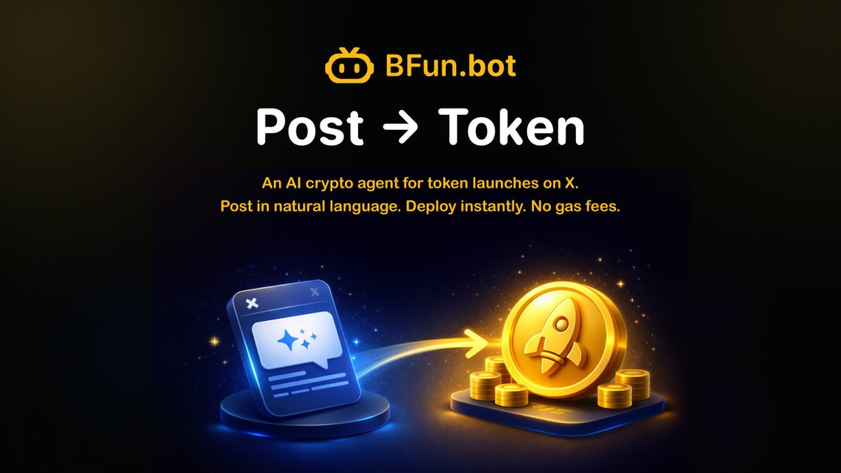 BFunBot's tweet image. Post → Token

An AI crypto agent for token launches on X — exclusively on @BNBCHAIN.

Post in natural language. Deploy instantly. No gas fees.

🪩Web: BFun.bot
📄Docs:BFun.bot/docs