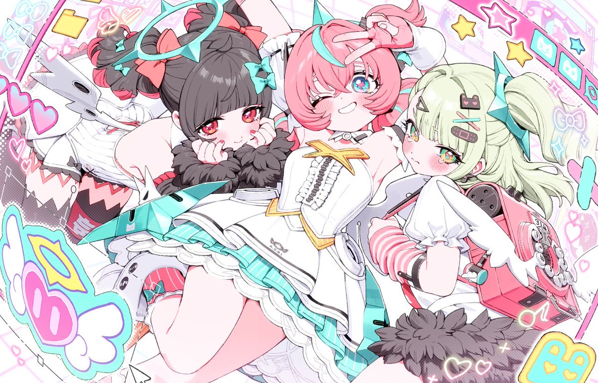 ゼンゼロの妄想エンジェル3人のイラストを描かせていただきました🪽✨🎧
#南宮羽 #千夏 #アリア