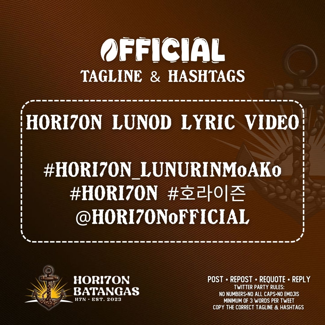 [📣] Remember to follow the TP rules and give it your all. Let's take this worldwide!

02/14 (Saturday) - LUNOD LYRICS VIDEO | 6:00pm

HORI7ON LUNOD LYRIC VIDEO

#HORI7ON_LunurinMoAko
#HORI7ON #호라이즌 
<a href="/HORI7ONofficial/">HORI7ONofficial</a>