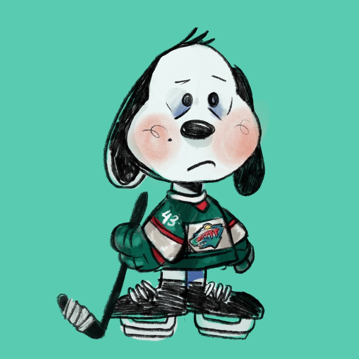 paintedpatrocls's tweet photo. quinn but i trapped his spirit in snoopy #quinnhughes #canucks #mnwild https://t.co/S08BitzLIE