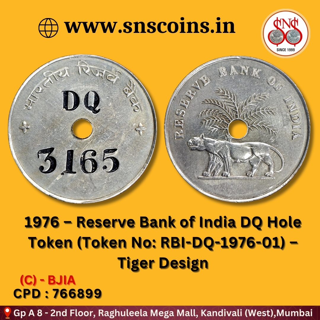 siddharthNS's tweet photo. 1976 – Reserve Bank of India DQ Hole Token (Token No: RBI-DQ-1976-01) – Tiger Design
For online purchase visit
👇
https://t.co/nD3i2BtnHJ / https://t.co/IzKBxcSRzl
#numismatist #coincollecting #collection #SNSCoins #Numismatics #IndianCoins #coin #snscoins #india https://t.co/TZdxX78JuY