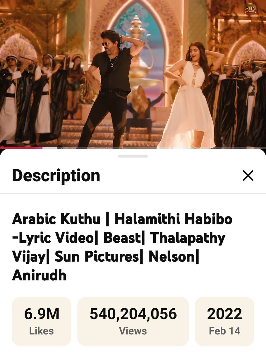 SARKAR_Munaf's tweet photo. #4YearsOfArabicKuthu
#4YearsOfArabicKuthuLyrical
#4YearsOfHalamithiHabibo
#ArabicKuthu Lyrical
6.9 Million + Likes ம்,
540.204 Million + Views ம் Reach ஆகி இருக்கு
https://t.co/sBgZCp5Dr3
#BEAST #JanaNayagan https://t.co/Z5W2koHHWA