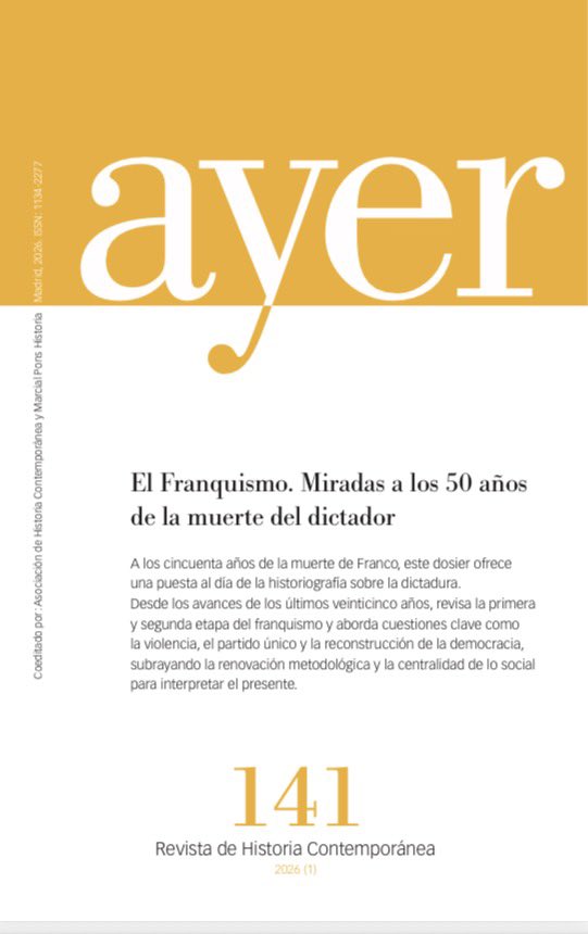 Javier Tébar y un servidor escribimos en el último número de <a href="/Ayer_revista/">Ayer. Revista de Historia Contemporánea</a> el artículo «Falange y la cultura política del fascismo español en la historiografía reciente».
revistasmarcialpons.es/index.php/revi…