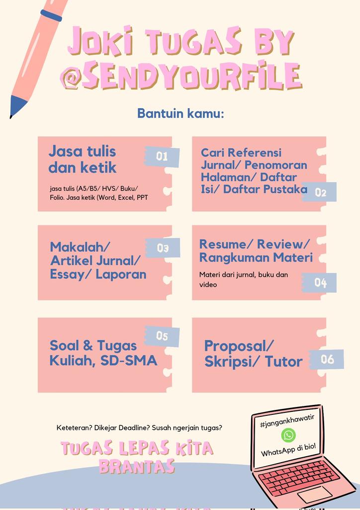 bloomivert's tweet photo. halo guys! aku open buat joki tugas kuliah, mulai dari tugas makalah, artikel jurnal, laporan, olah data SPSS, essay, paper, skripsi dan proposal. untuk detailnya bisa wa di bio <3 
#jokitugas #zonauang #jokitugaskuliah #jokitugasmurah #jokiessay #jokiartikel #jokimakalah https://t.co/1ag074Vd92