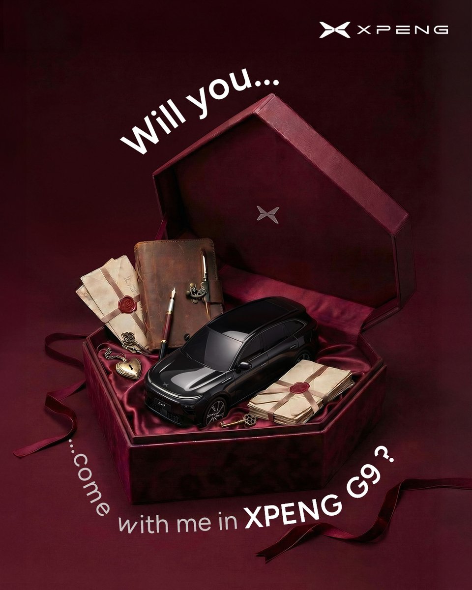 XPENG_Global's tweet photo. The ultimate unboxing. 🎁
Will you… come with me in XPENG? 
From the G6 to the P7+, love lives in every detail.
Pick your favorite and let's hit the road together.
Happy Valentine's Day to our XPENG family!
$XPEV https://t.co/7LQAphLJr1