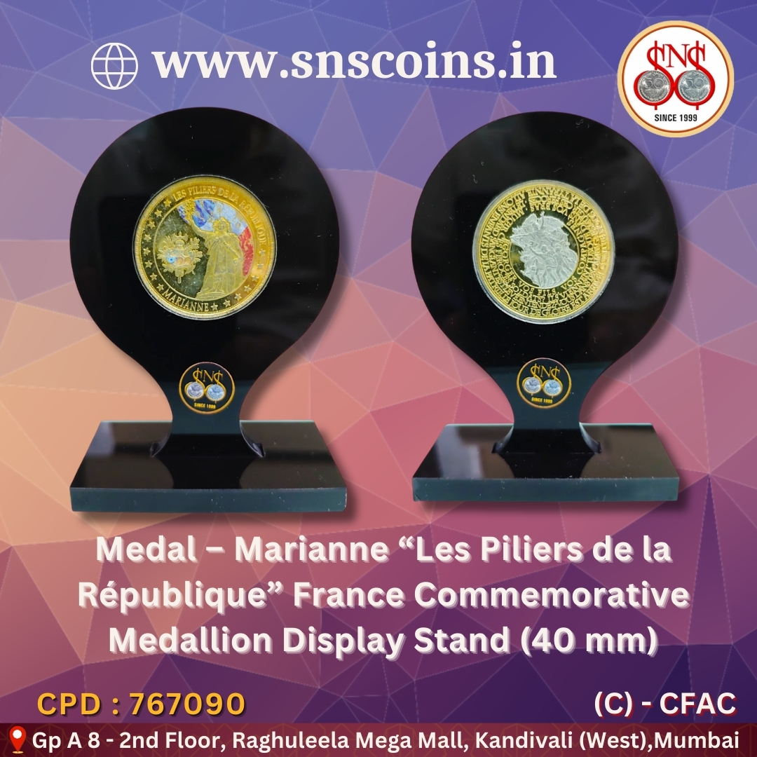 siddharthNS's tweet photo. Medal – Marianne “Les Piliers de la République” France Commemorative Medallion Display Stand (40 mm)
For online purchase visit
👇
https://t.co/nD3i2BtnHJ / https://t.co/IzKBxcSRzl
#numismatist #coincollecting #collection #SNSCoins #Numismatics #IndianCoins #coin #snscoins #india https://t.co/p0YA3yVbje