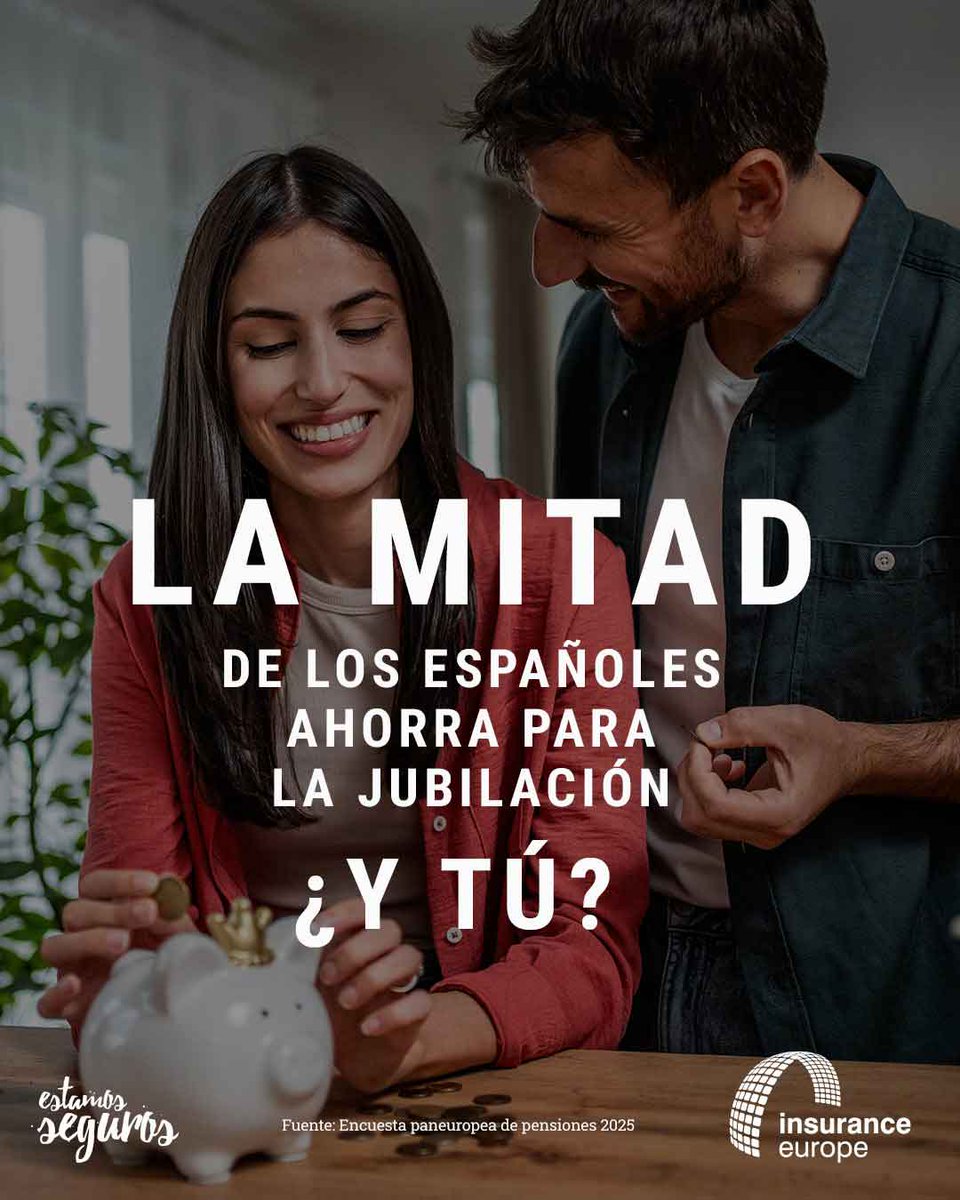 OccidentImma's tweet photo. 🫶La mitad de los españoles no ahorra para su #jubilación. Estamos a la cola de Europa, según la encuesta que ha realizado Insurance Europe. Te lo explica #EstamosSeguros https://t.co/5sPaEX9L1m