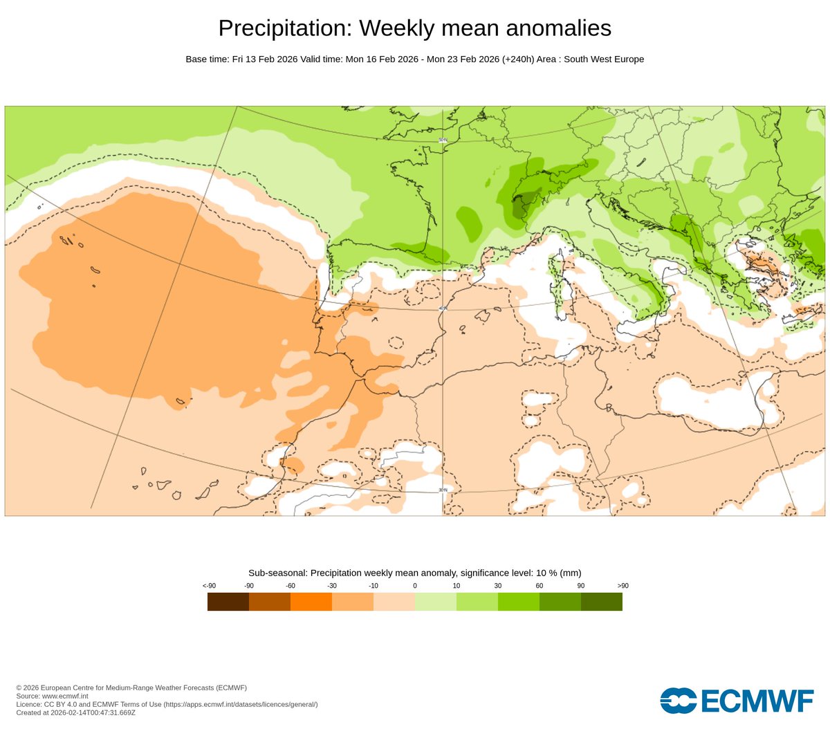 A próxima semana (16-22 febreiro) en Galicia será:
🌡️  Máis cálida do normal
☔️  Máis chuviosa do normal, pero a partir do xoves 19 a situación pasará a ser totalmente anticiclónica