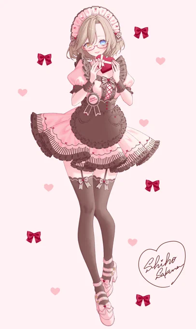 ご依頼で三宮みと様( #338_mito )のバレンタインイラスト、メイド服デザインを描かせて頂きましたありがとうございます