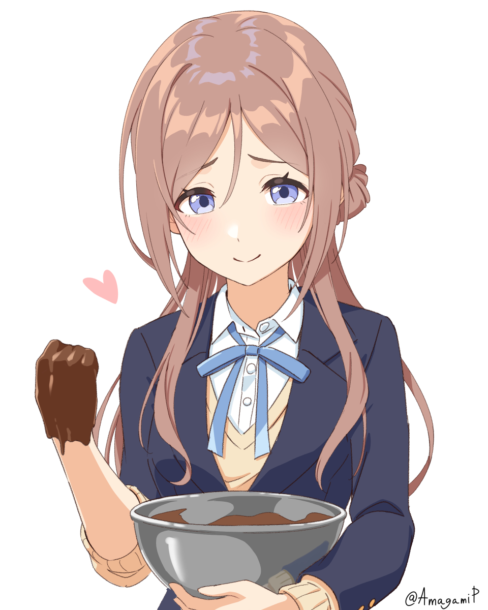 「「本気のやつ下さい」って言ったら拳にチョココーティングしてくれた莉波お姉ちゃん。」|🌸あまがみP🌸のイラスト