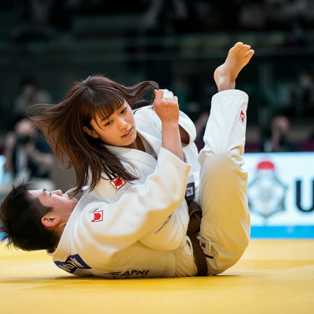 女に投げられて背中をつく屈辱